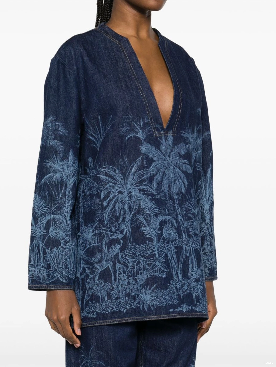 Affordable Toile Jouy Women Alanui de tunic denim Jungle 0821